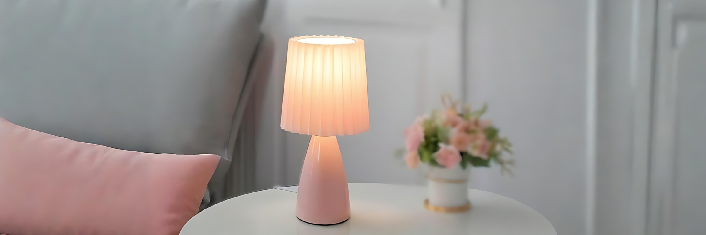 Table lamp styled beside a sofaslider_item_1
