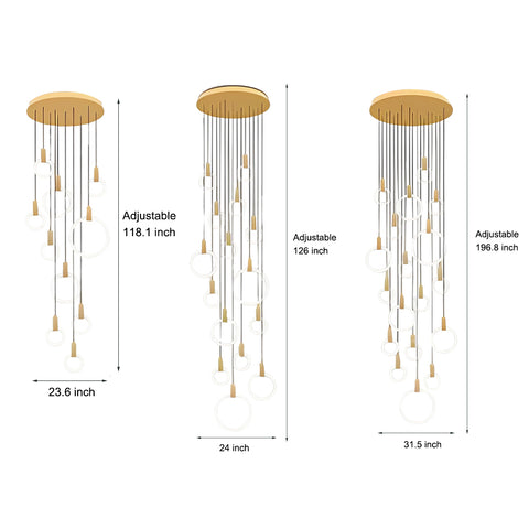 Minimalist Stepless Dimming LED Nordic Duplex Stair Chandelier Pendant Lighting - Dazuma