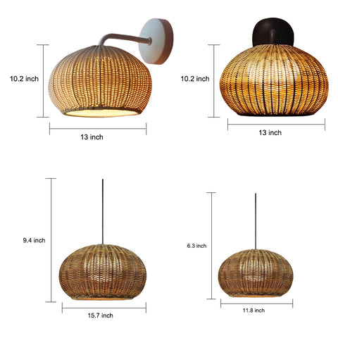 Lantern Shaped Waterproof Rattan Modern Outdoor Wall Lamp Pendant Lights - Dazuma